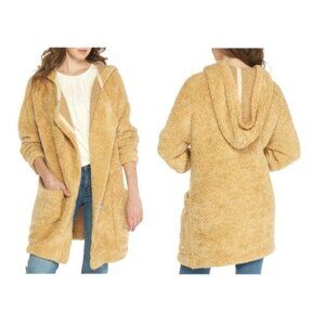Free People Women's XS Oversized Hooded Sweater Jacket Long Coat Cardigan